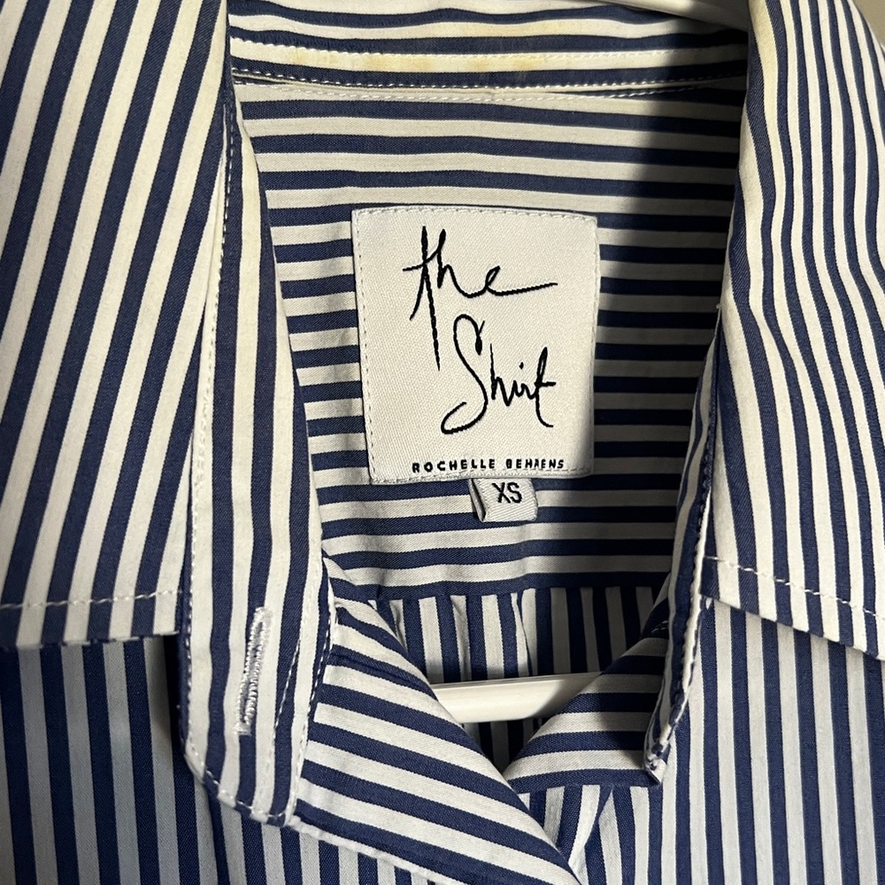 Blue and White Striped Button-Up Shirt Size XS - Picture 7 of 9